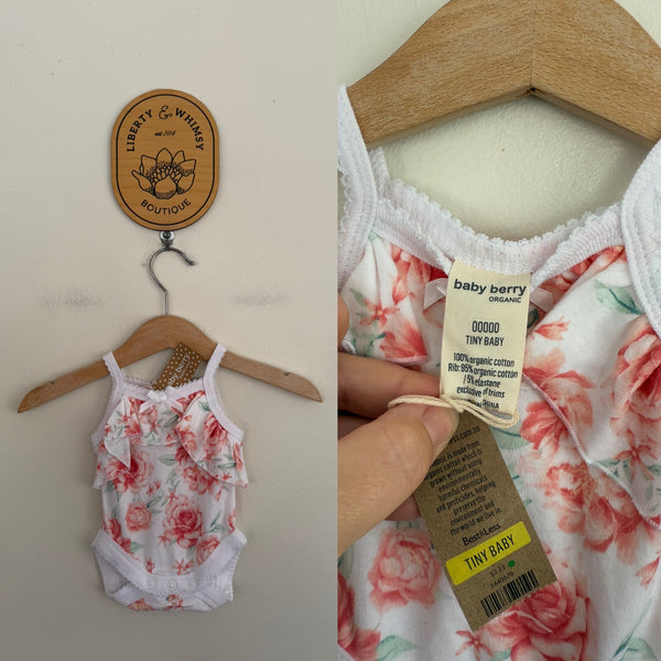 Baby Berry roses ruffle bodysuit Sz 00000 NWT