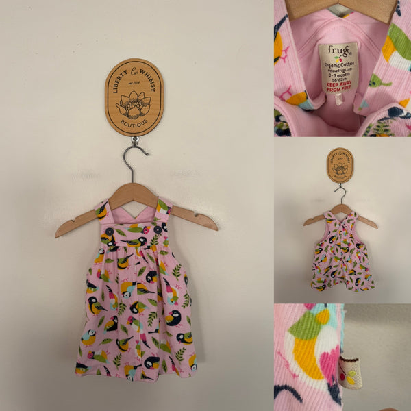 Frugi birds corduroy pinnie dress Sz 000 NWOT