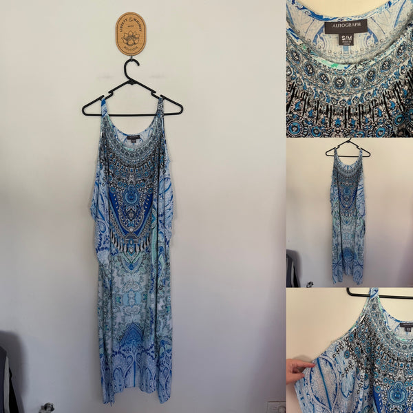 Autograph blue diamanté kaftan Sz S/M (18-20) RRP $119.99 as new