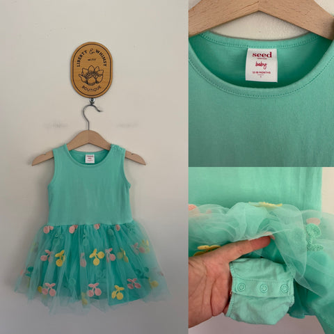 Seed mint tulle romper dress Sz 1 EUC