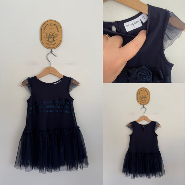 Origami navy tulle dress Sz 1 as new