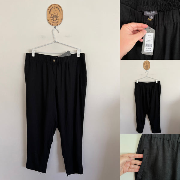 Autograph black pull on linen pants Sz 16 RRP $79.99 NWT