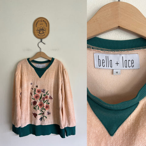 Bella + Lace embroidered wildflowers jumper Sz 12 EUC worn once