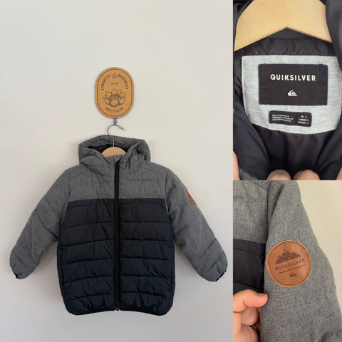 Quiksilver grey hooded jacket Sz 3 EEUC