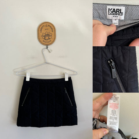 Karl Lagerfeld Kids black quilted skirt Sz 10 but very small fit EEUC