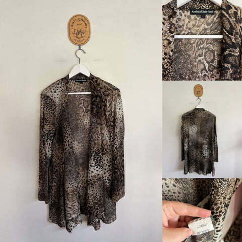 Anthea Crawford leopard print cardigan Sz L as new