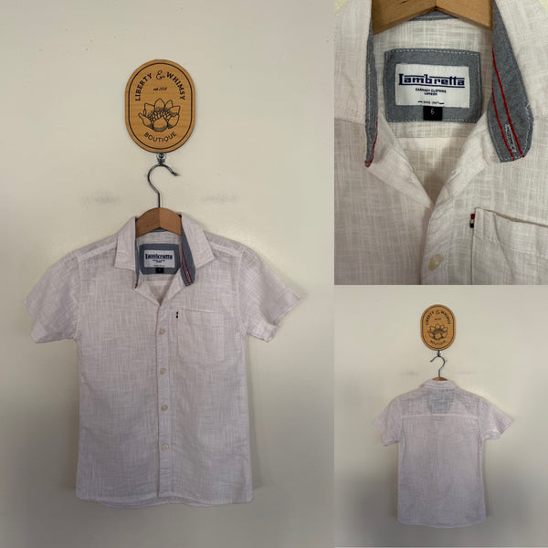 Lambretta London white cotton gauze button up shirt Sz 6 but very slim, best fit 4 imo, as new