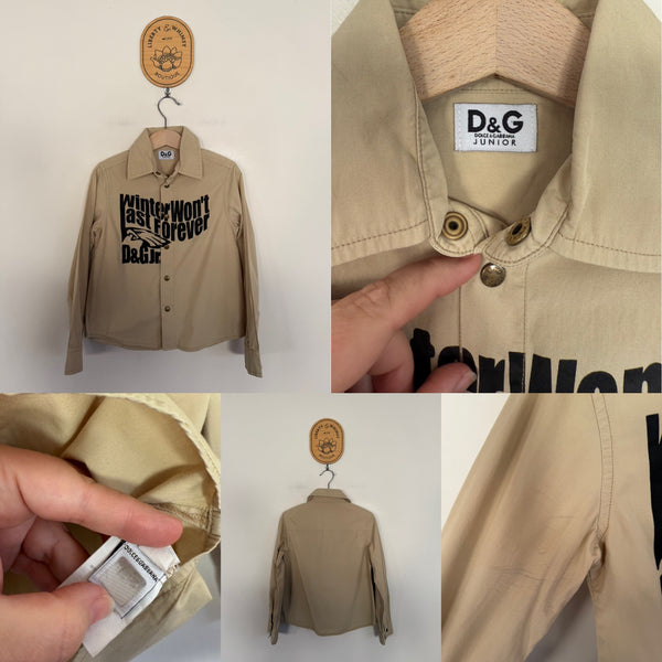 Dolce & Gabbana l/s beige shirt Sz 6 but fits like a 4, EUC but marks under arm as pictured