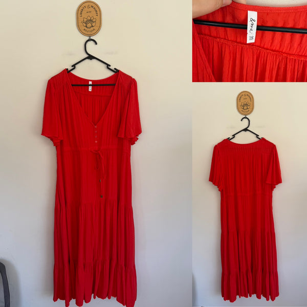 &Me red dobby dress Sz 18 EUC worn once