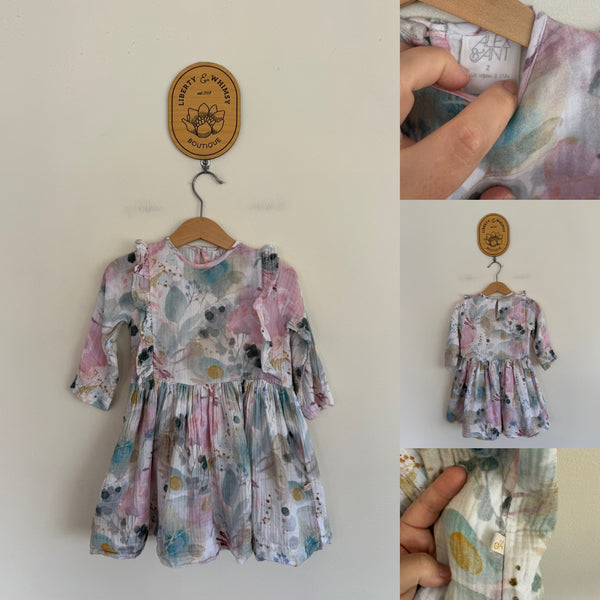 Alex & Ant floral muslin dress Sz 2 VGUC