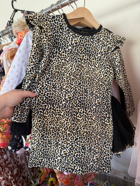 Rock Your Kid l/s leopard dress Sz 4 VGUC