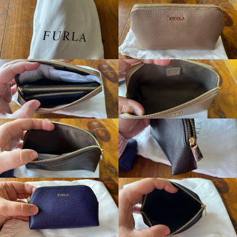 Furla 3pc leather pouch/bag set NWOT