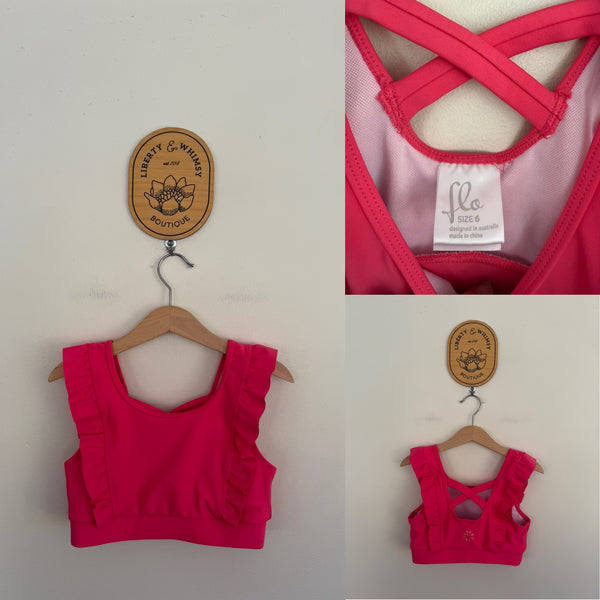 Flo Active Junior pink crop top Sz 6 as new