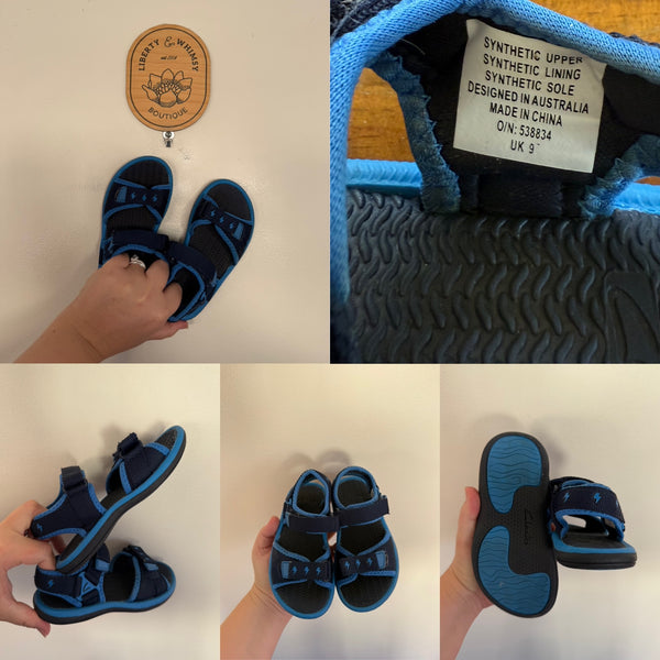 Clark’s blue sandals Sz 9 EUC worn 3 times