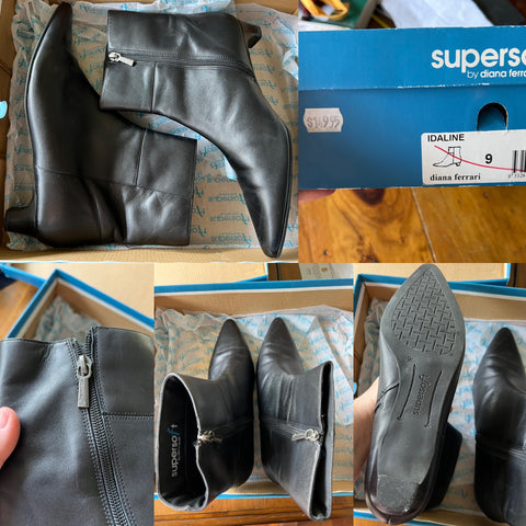 Supersoft by Diana Ferrari Idaline black leather boots Sz 9 (best fit 8-9 imo) as new worn once